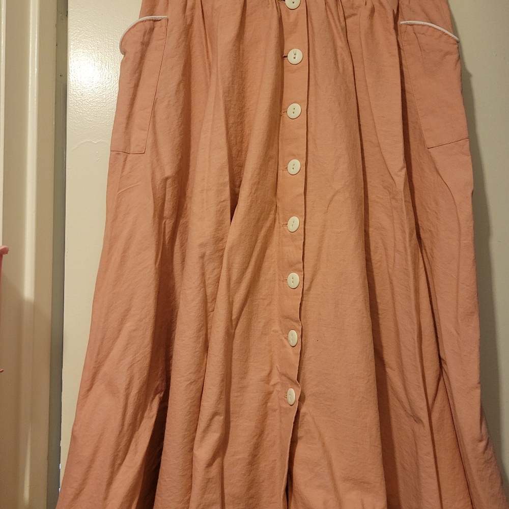 Pink baby doll button down skirt